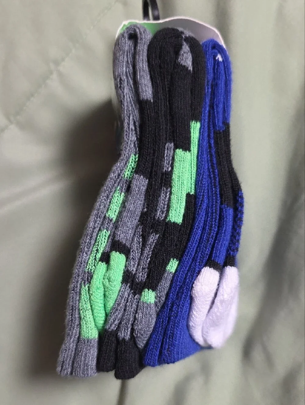 Zone Pro Boy's Athletic Crew Socks - Gray & Green